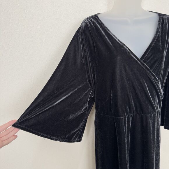 Soft Surroundings Dress Womens 2X Plus Black Velour Stretch‎ Soft Feminine Comfy - Picture 3 of 9